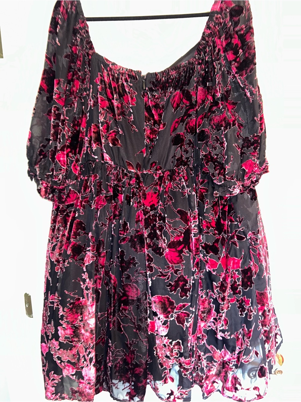 torrid Black and Fuchsia Floral Velvet Burnout Tunic Dress